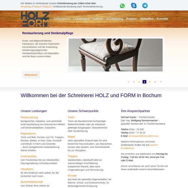 Schreinerei Holz und Form GmbH 44799 Bochum