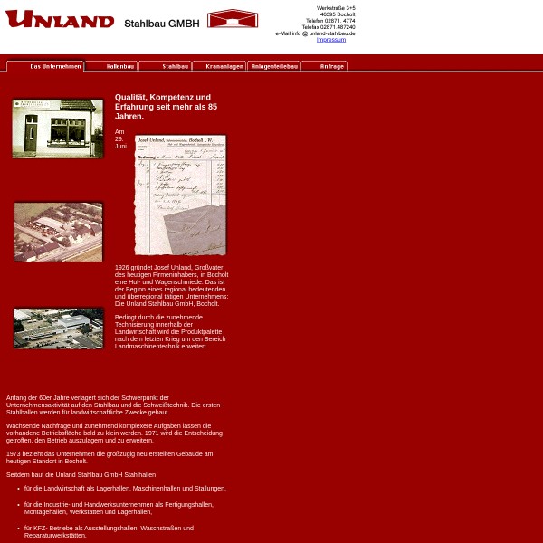 Unland Stahlbau GmbH 46395 Bocholt